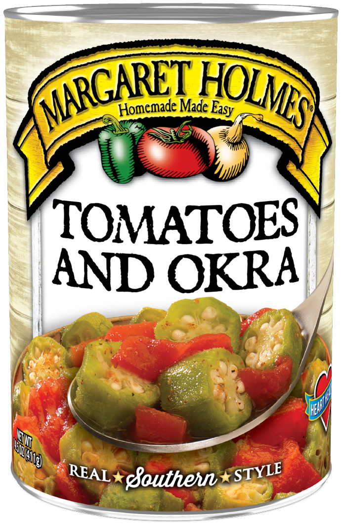 Can of Margaret Holmes Tomatoes & Okra