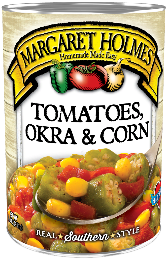 11043L_MH Tomota, Okra, Corn_TL-F-website Can of Margaret Holmes Tomatoes, Okra & Corn