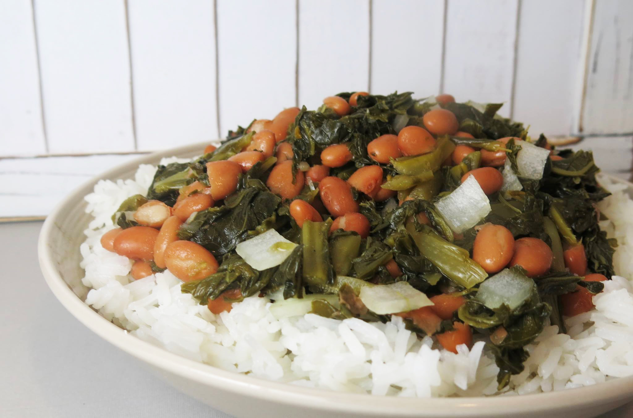 Collard Greens & Beans over Rice