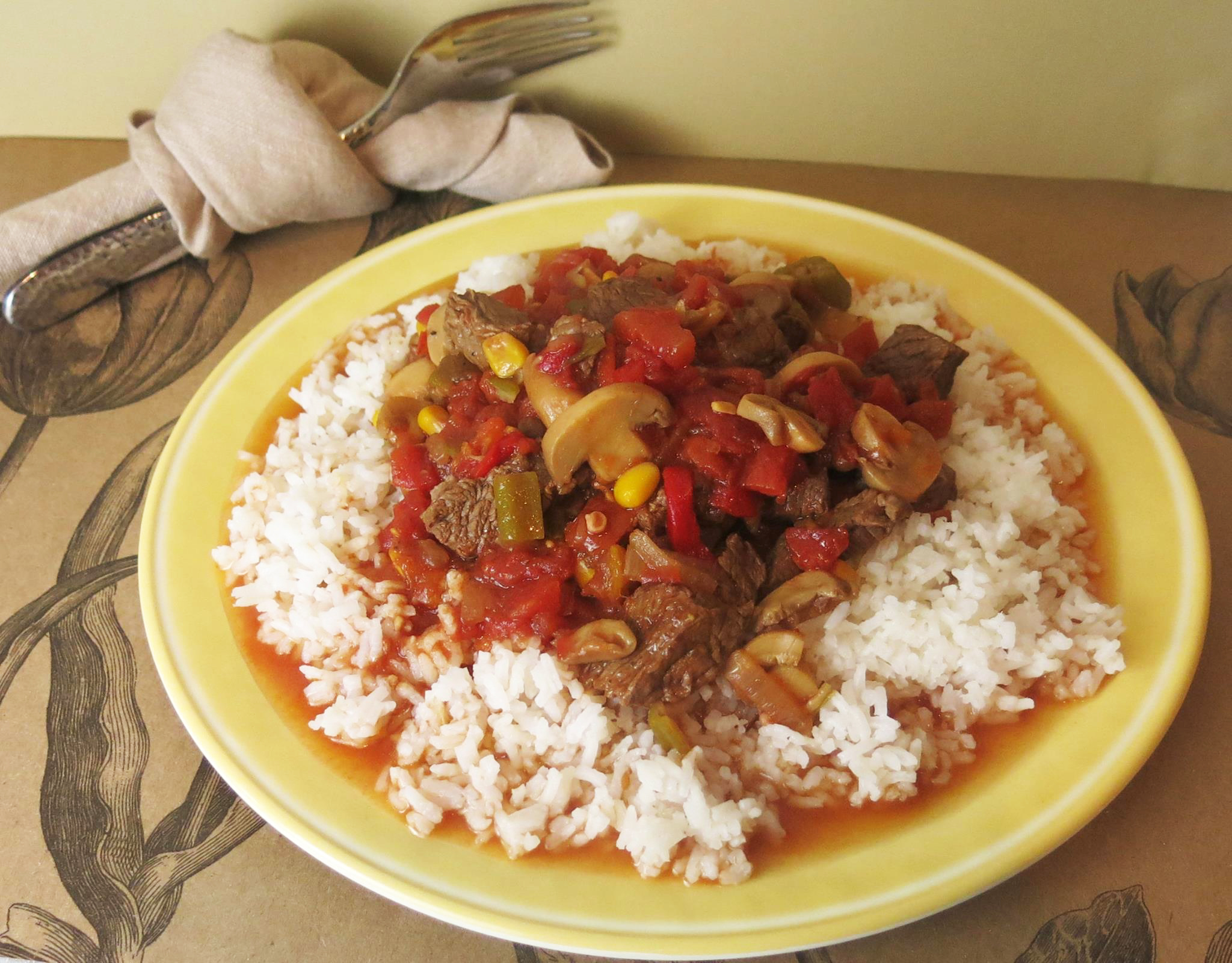 Vivi’s Beef Tomato, Okra & Corn Stew
