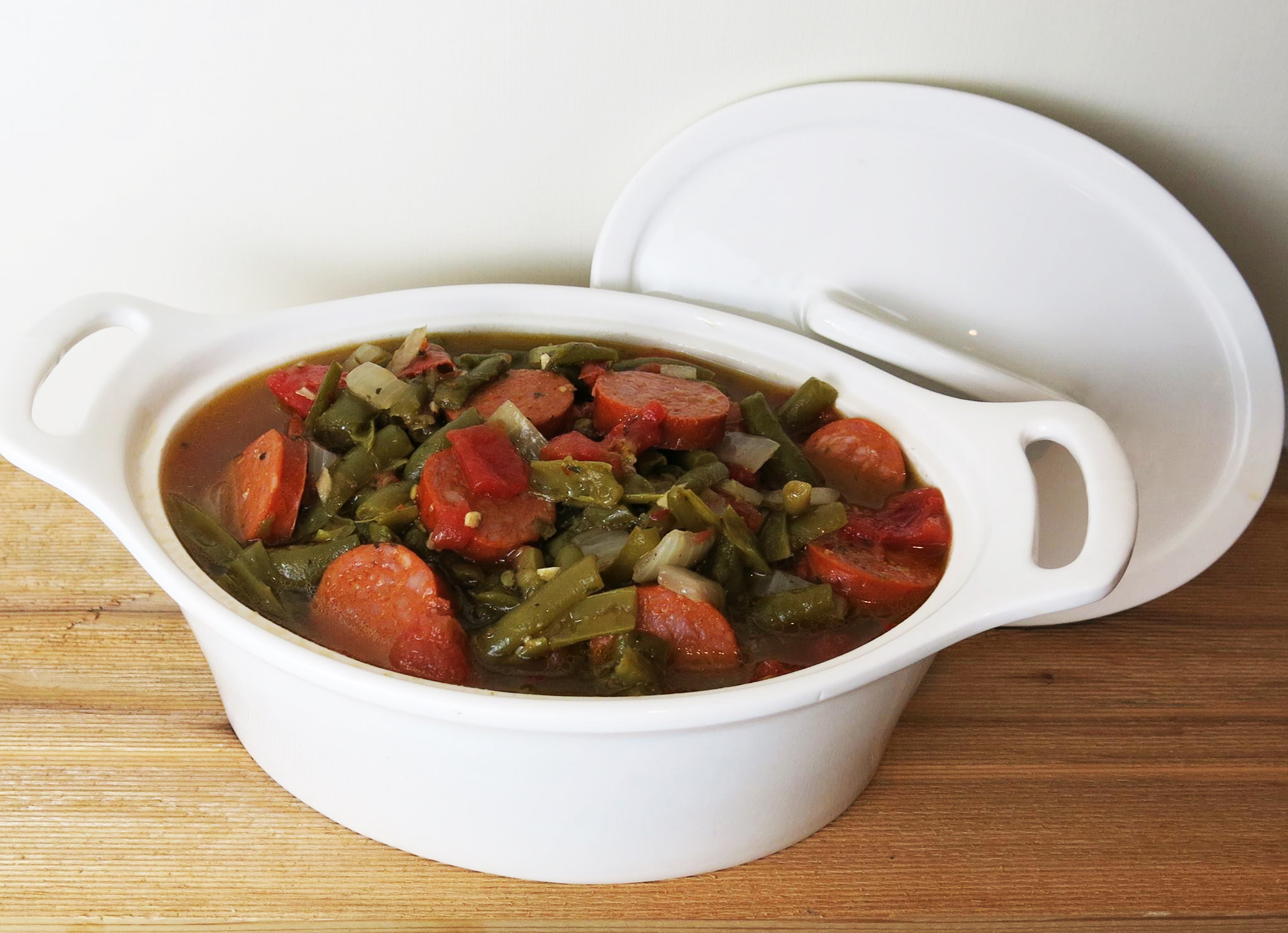 Sausage, Green Beans, Tomatoes & Vidalia Onions