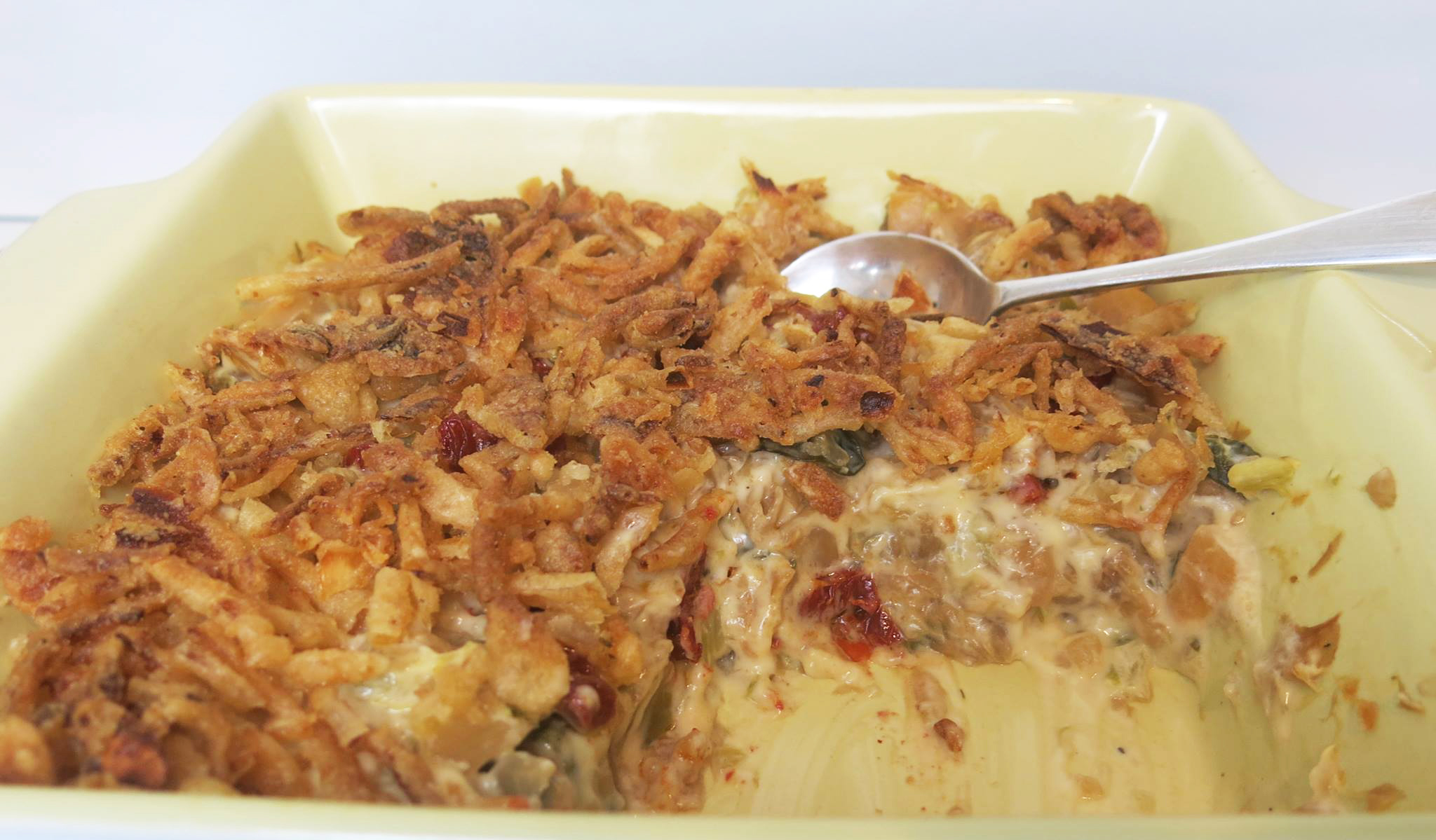 Cabbage & Rutabaga Casserole with Crunchy Onions