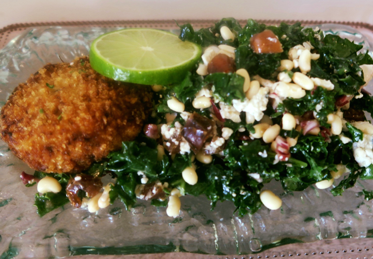 Crab Cakes with Kale & Date Salad