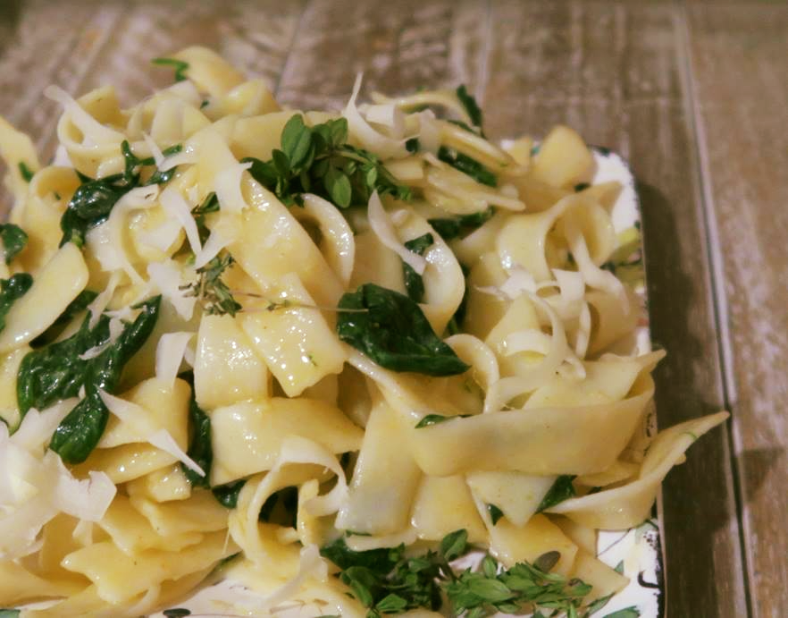 Garlic Parmesan Linguine with Collard Greens