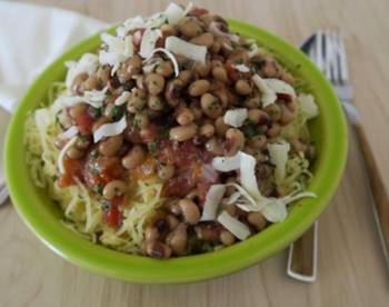 Blackeye Peas & Tomatoes over Spaghetti Squash