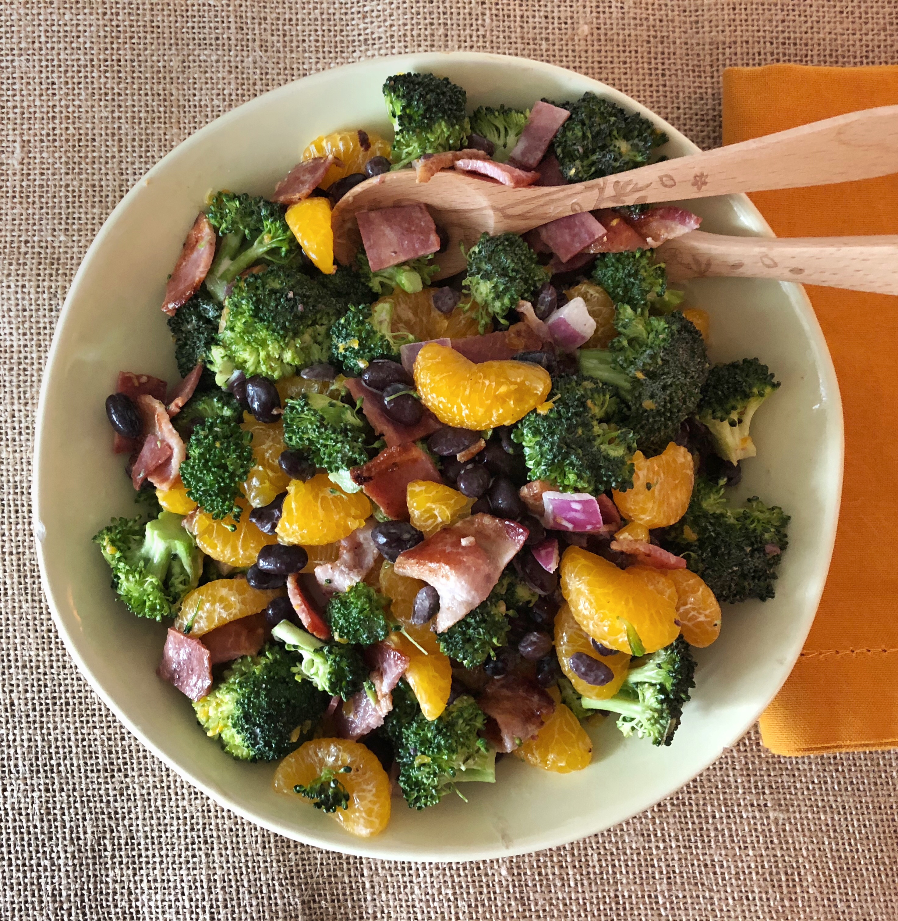 Broccoli Salad with Bacon, Black Beans and Mandarin Oranges