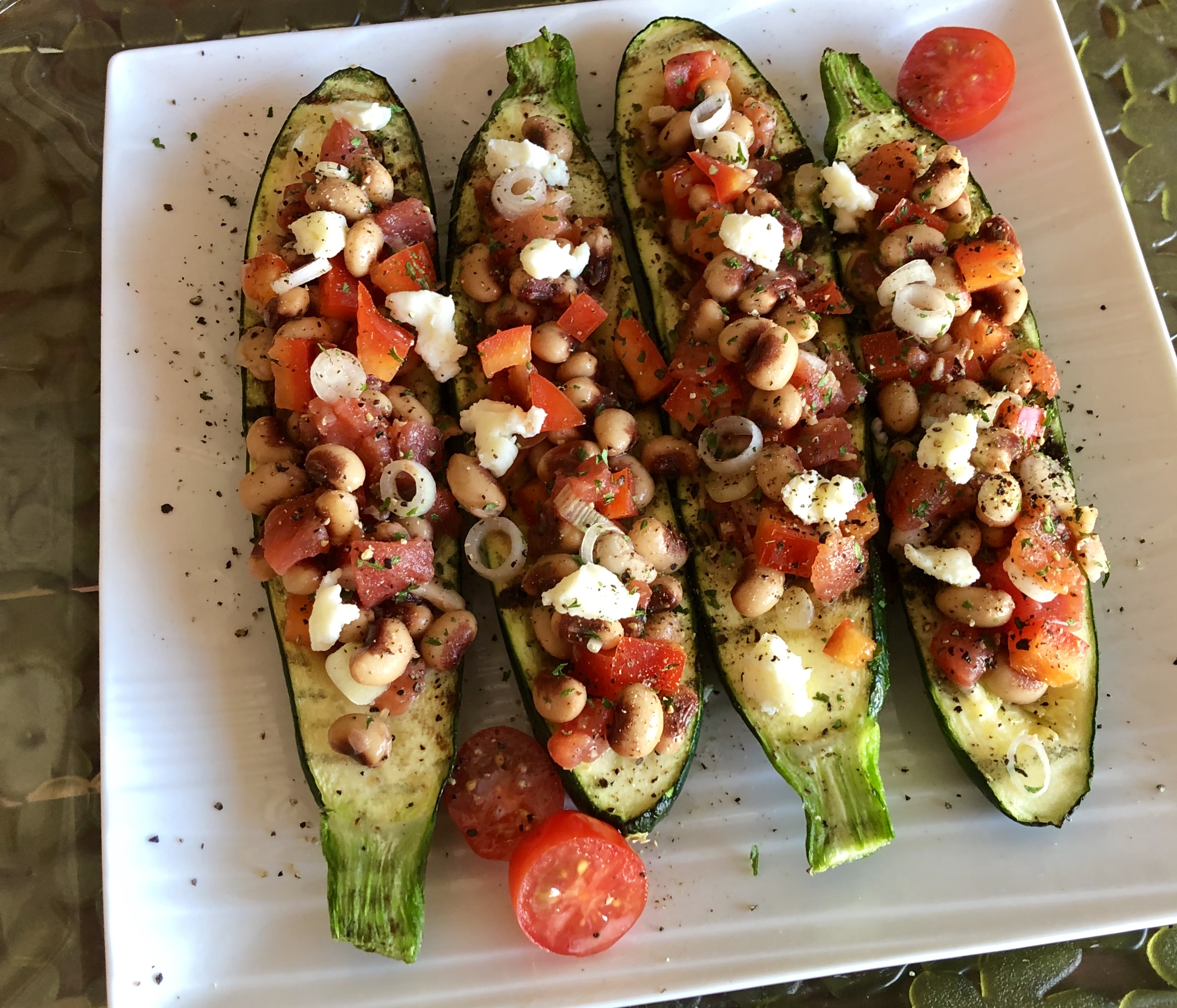 Blackeye Pea Stuffed Zucchini Boats